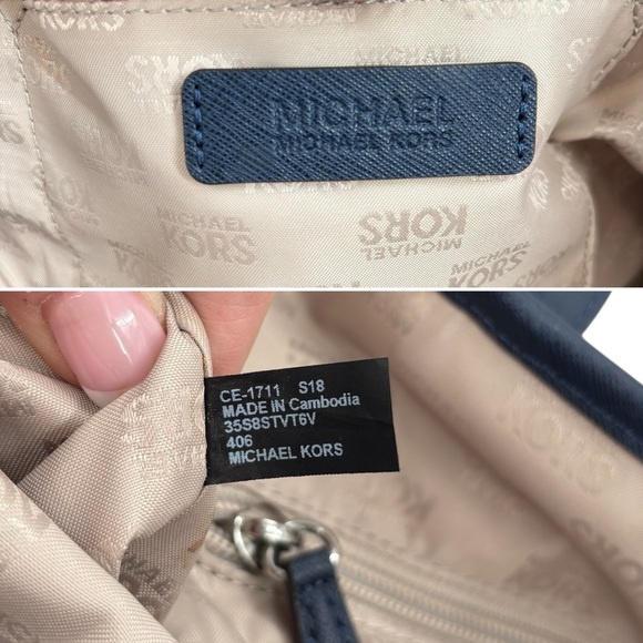 Michael Kors Navy Floral Carryall Tote Bag - Picture 6 of 10